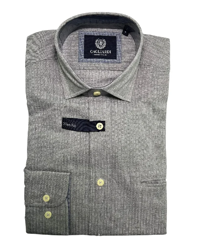 Grey Basketweave Raised Stripe Shirt