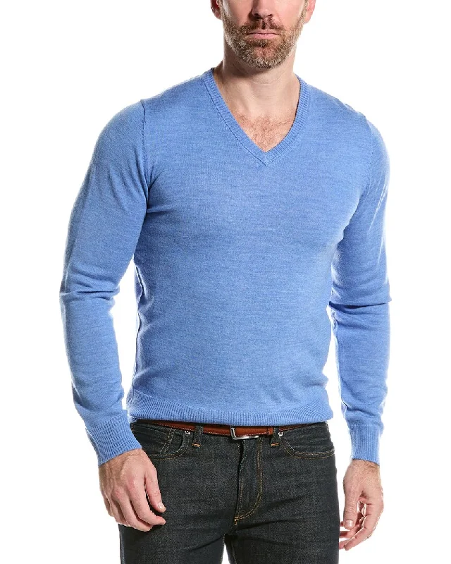 Weekend Savings Galore Mette mens  Merino Wool V-Neck Sweater, m, Blue