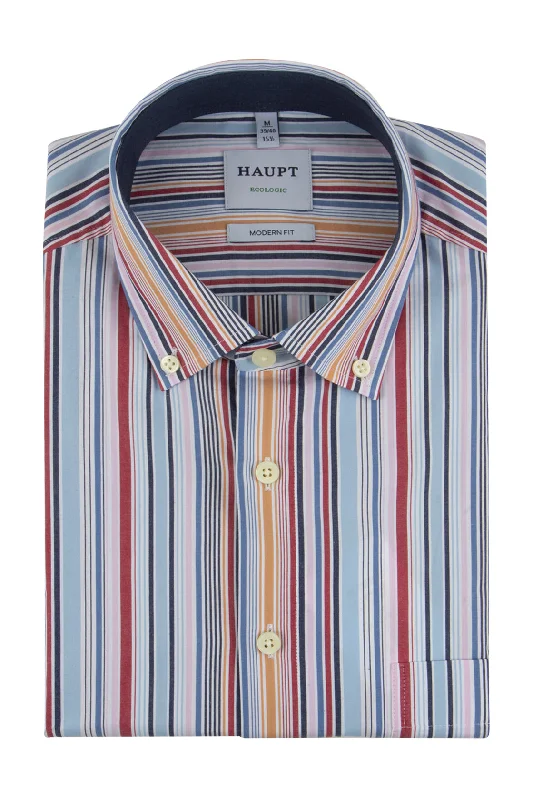 Haupt Modern Fit Short Sleeve Shirt Blue Stripe