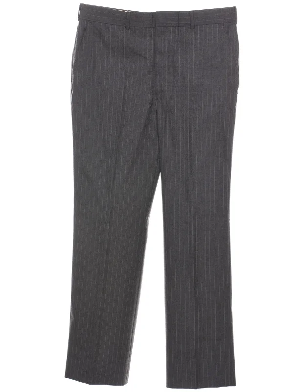 Weekend Savings Bonanza Pinstriped Dark Grey Trousers - W35 L31