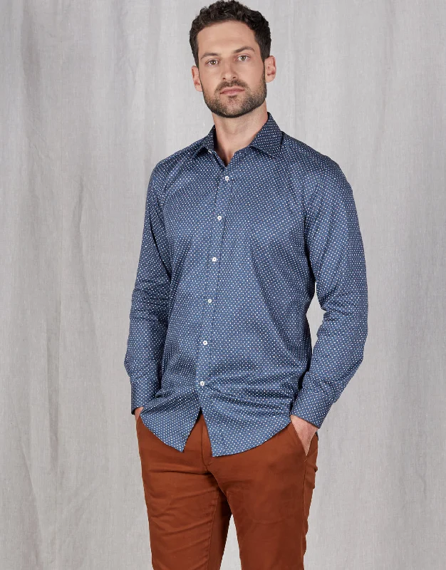 Epic Value Banks Blue, Orange & White Dot Print Shirt