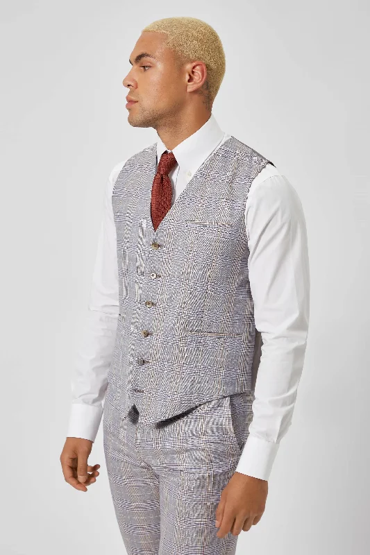 Earlswood Slim Fit Grey Check Waistcoat