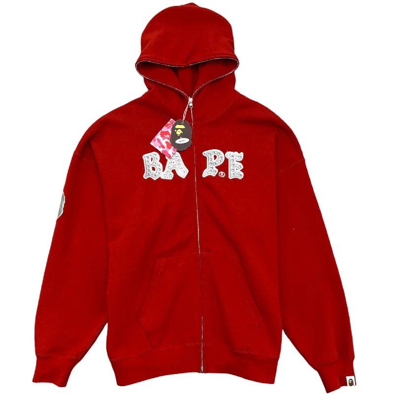 Daily Special Men's Studded Applique Logo Hoodie Red Size M