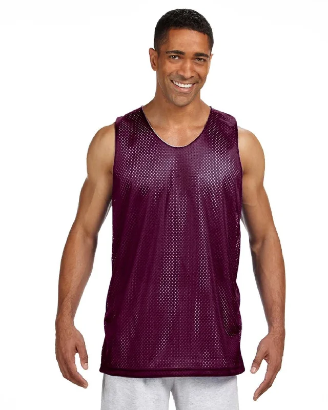 A4 Men's Reversible Mesh Tank | Maroon/ White