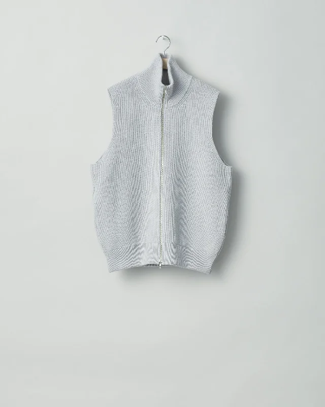 OVERSIZED DRIVERS KNIT ZIP VEST  OFF GREY