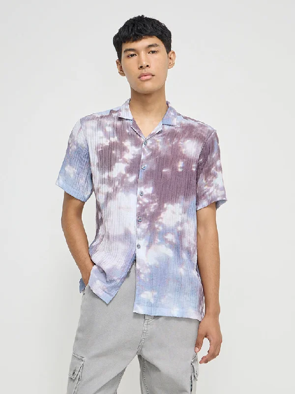 Deal of the Day Nuon Mauve Self Striped Relaxed-Fit Shirt