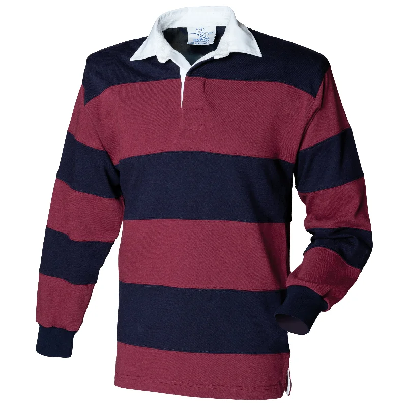Weekend Discounts to Delight Front Row Sewn Stripe Long Sleeve Rugby Shirt