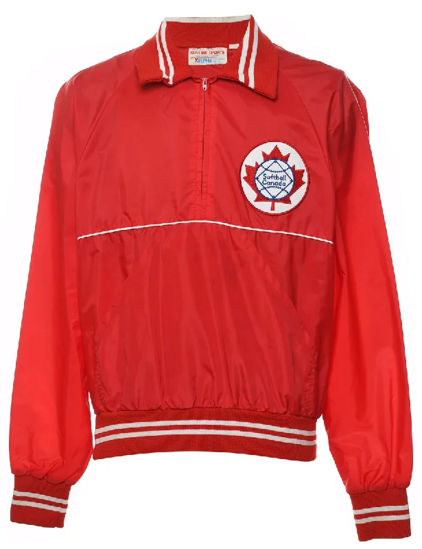 Special Offer Red & White Canada Design Nylon Jersey - L