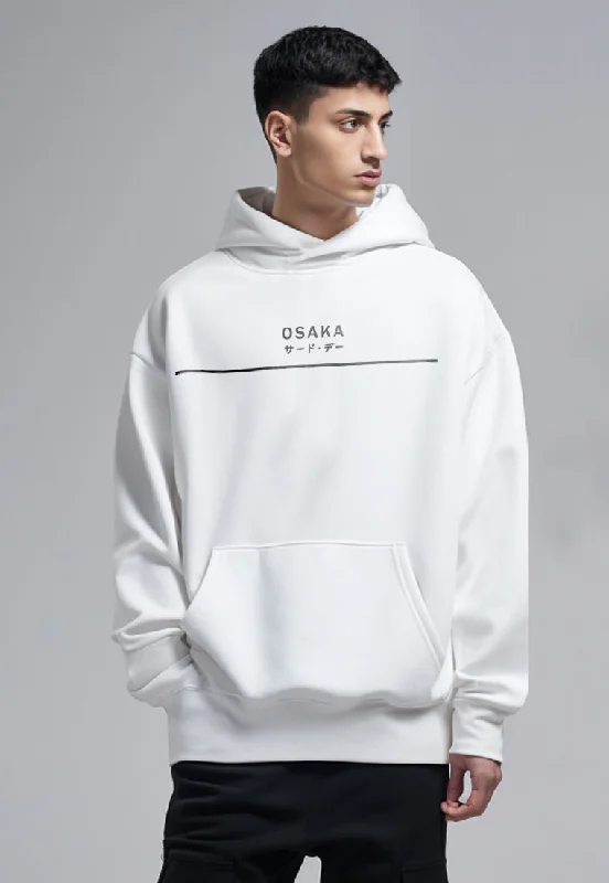 Stock Clearance MOA84 Hoodies Premium ScubaLux Anti Kusut Waterproof "Osaka Online" Putih
