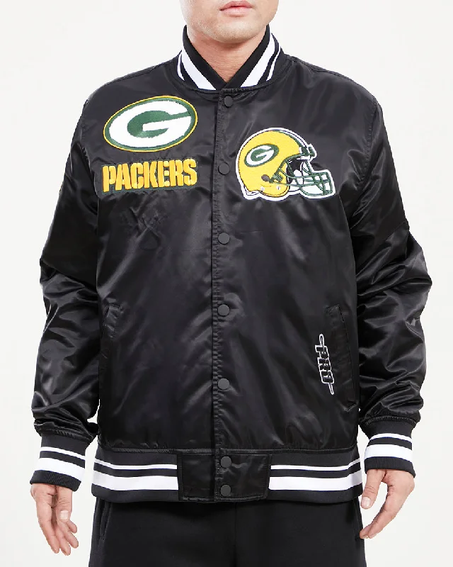 Pay Less NFL GREEN BAY PACKERS MASHUP MEN'S TRACK JACKET (BLACK)