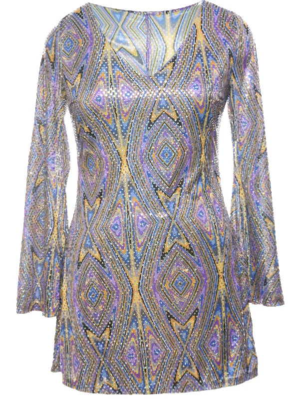 Sequined Psychedelic Dress - M