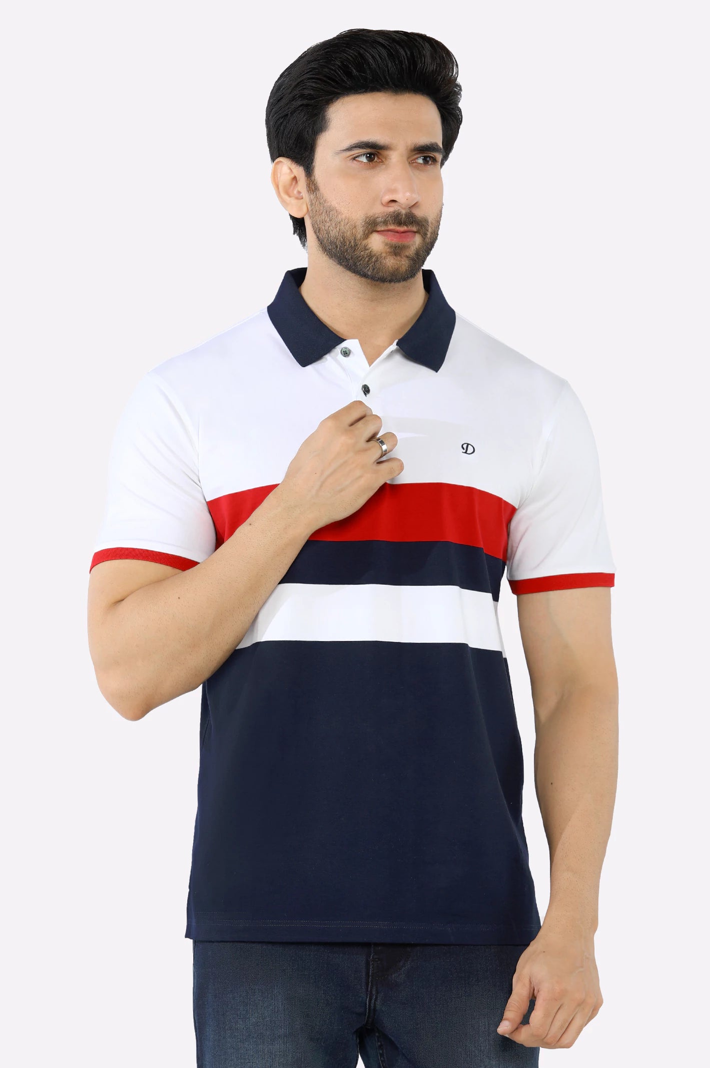 White Yarn Dyed Polo