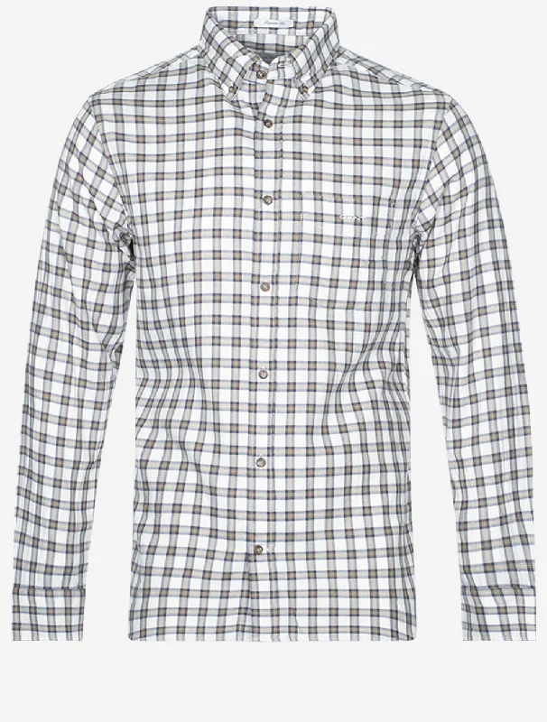 Regular Micro Tartan Flannel Shirt Cream