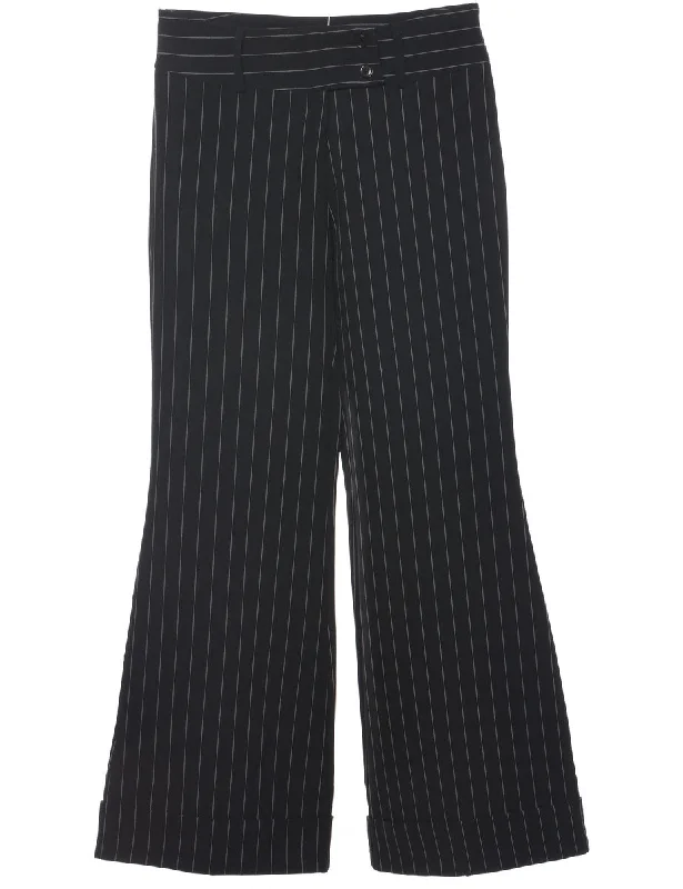 Weekend Shopping Bliss Pinstriped Flared Y2K Leg Trousers - W29 L32