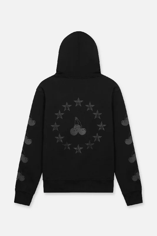 Weekend Bargains Await You FLOYD ZIP UP HOODIE | BLACK ON BLACK CHERRIES