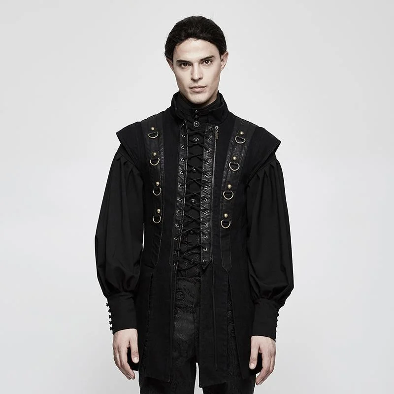 Weekend Deals That Thrill Men's Solid Color Lace-up Jap Vest