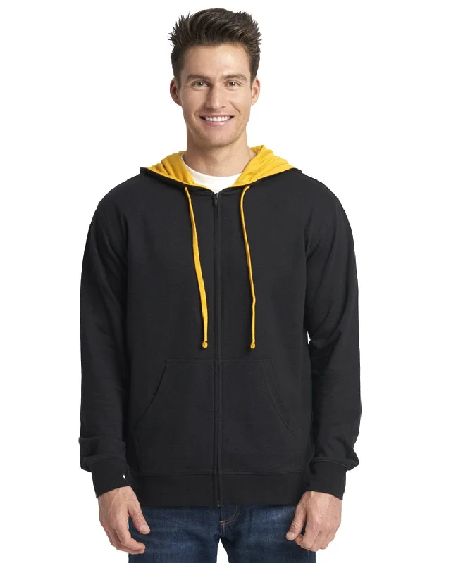 Next Level Adult French Terry Zip Hoody | Black/ Gold