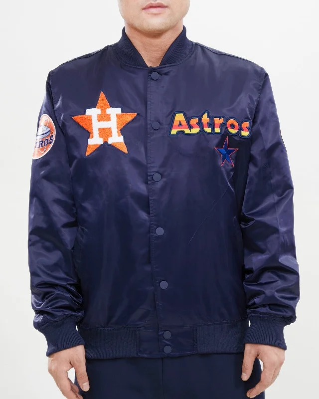 Savings Galore MLB HOUSTON ASTROS CHEST HIT MEN'SLOGO SATIN JACKET (MIDNIGHT NAVY) Savings Galore MLB HOUSTON ASTROS CHEST HIT MEN'SLOGO SATIN JACKET (MIDNIGHT NAVY)