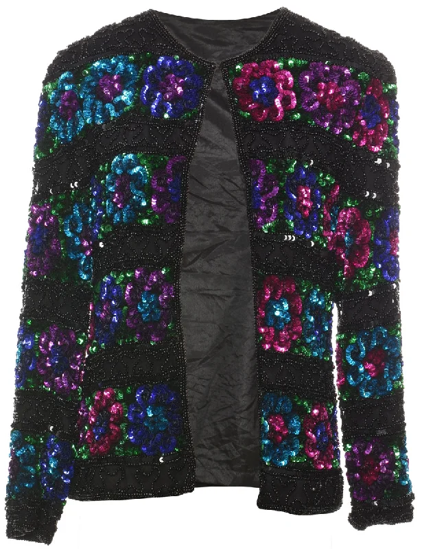 Sequined Multi-Colour Evening Jacket - L