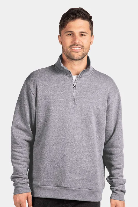 Now Available Next Level Mens Fleece 1/4 Zip Sweatshirt - Heather Grey