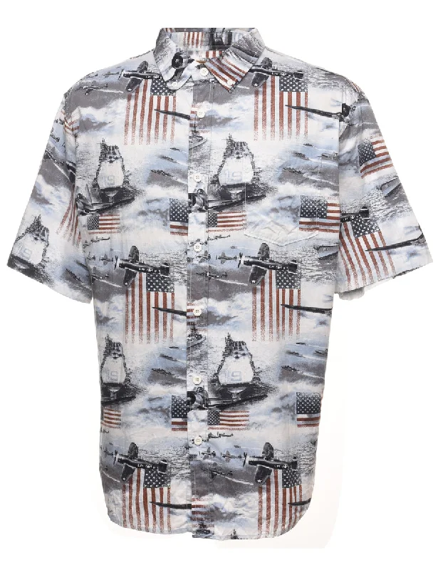 Weekend Discounts to Enjoy Plane Design Short-Sleeve Shirt - XL