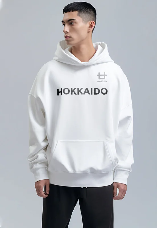 Mega Discount MOA80 Hoodies Premium ScubaLux Anti Kusut Waterproof "Hokkaido Logo" Putih