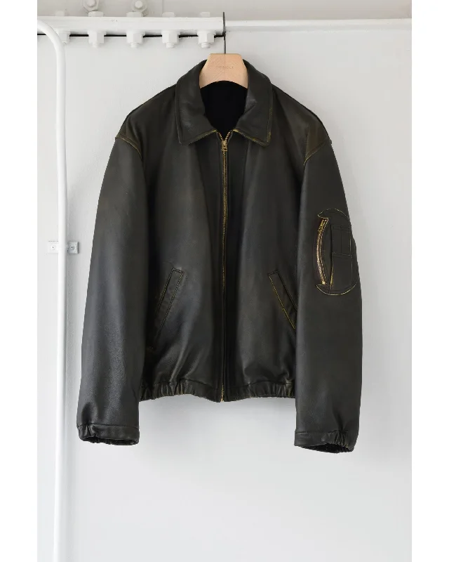 Weekend Deal レザー ジップブルゾン BLACK