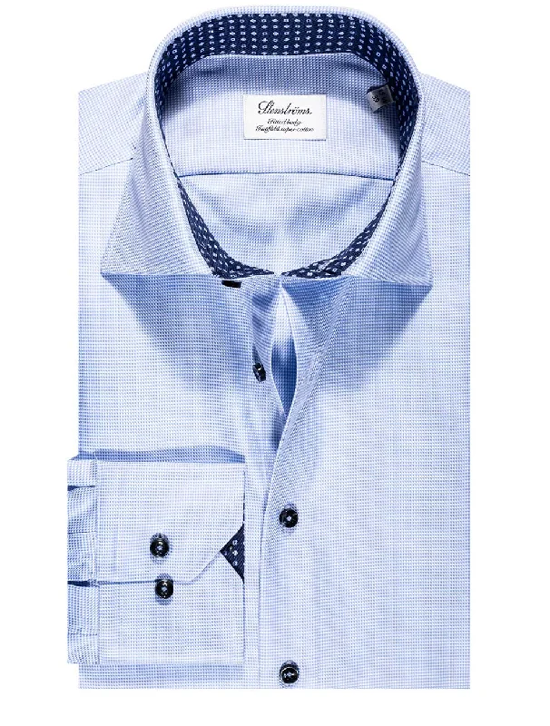 Weekend Specials You Can't Miss Puppytooth Inlay Casual Shirt Blue