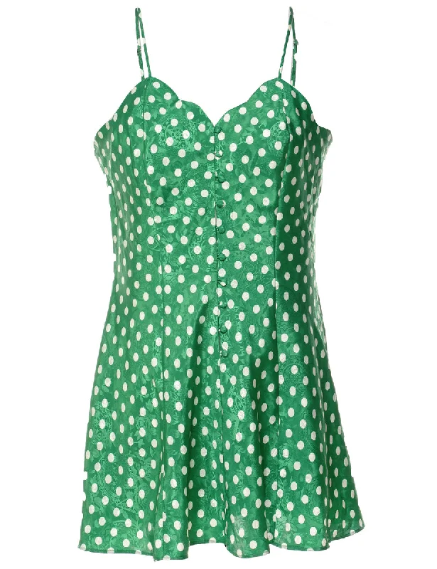 Quick Deals Polka Dot Design Green & Off-White Victoria's Secret Slip Dress - L