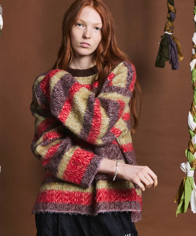 Sale Alert Prime-Over Shaggy Mosaic Border Crew Neck Knit Pullover