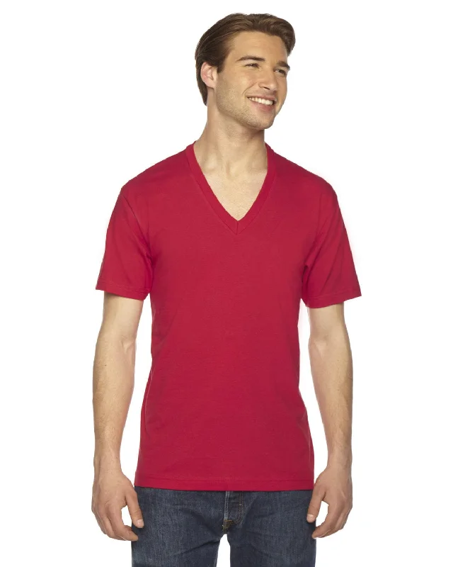 Stock Up American Apparel Unisex Fine Jersey Short Sleeve V-Neck T-Shirt | Red
