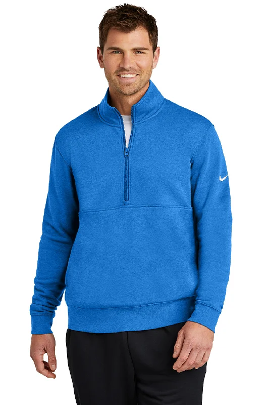 Mega Sale Nike Mens Club Fleece 1/4 Zip Sweatshirt w/ Pockets - Heather Light Royal Blue