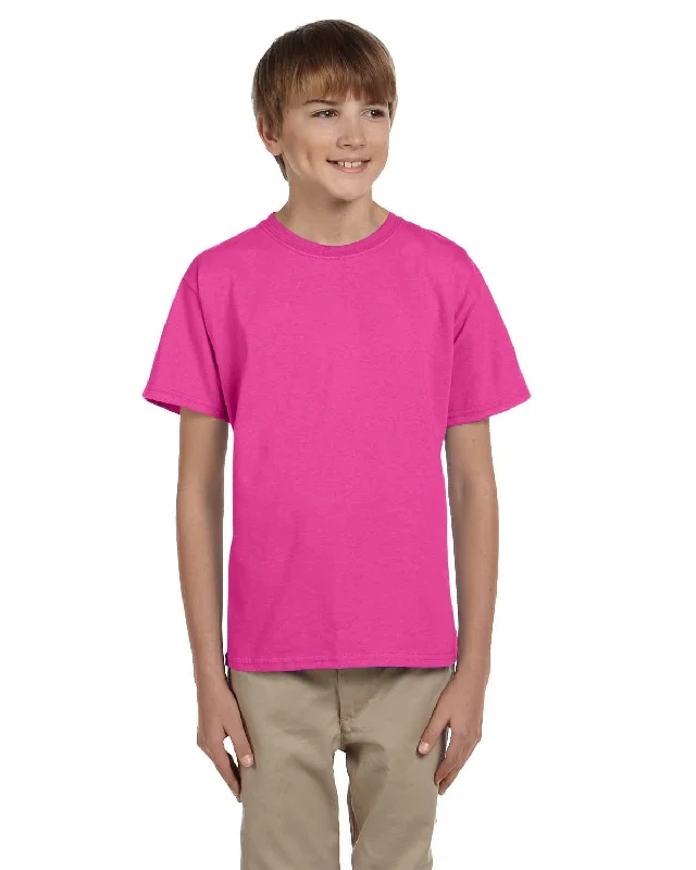 Weekend Savings Galore Hanes Youth Heavyweight 50/50 T-Shirts | Wow Pink