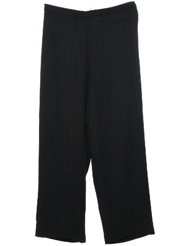 Year-End Sale Pinstriped Black Casual Trousers - W32 L29