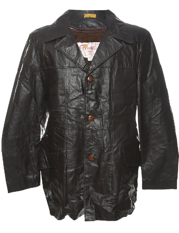 Single Breasted Leather Jacket - L