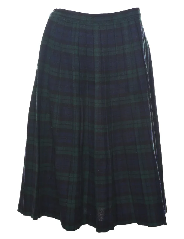 Weekend Bargains to Sizzle Plaid Pleated Skirt - M