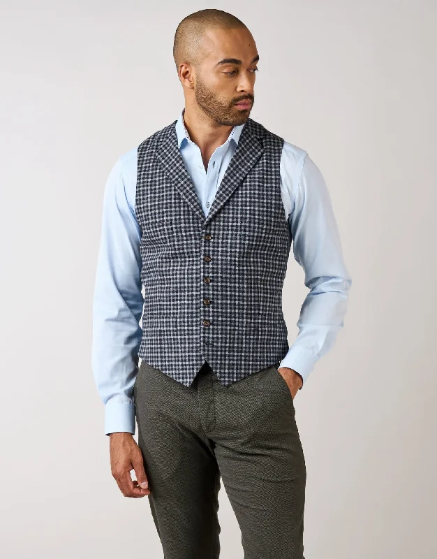 Mega Sale Shelby Blue Guncheck Waistcoat