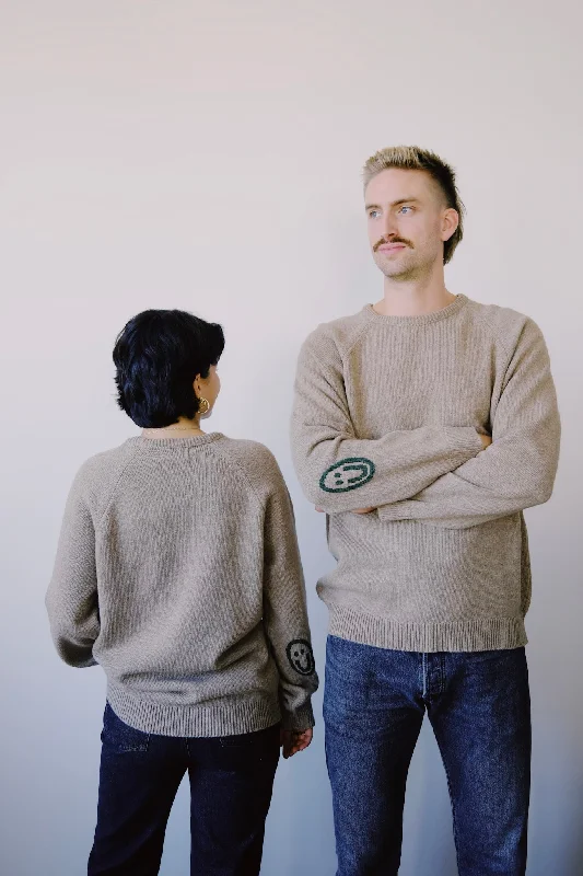 Weekend Deals That Thrill unisex knit sweater - smiley - soft clay