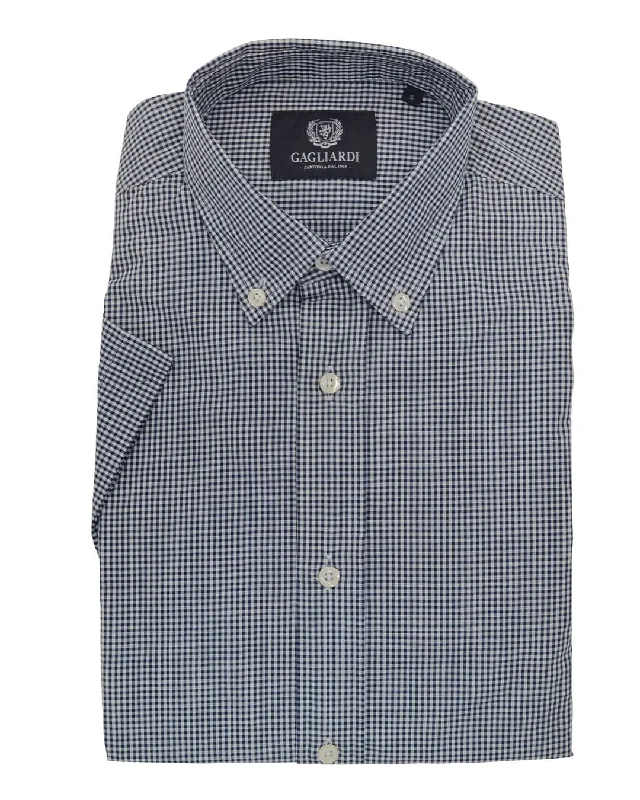 Navy Blue Gingham Shirt