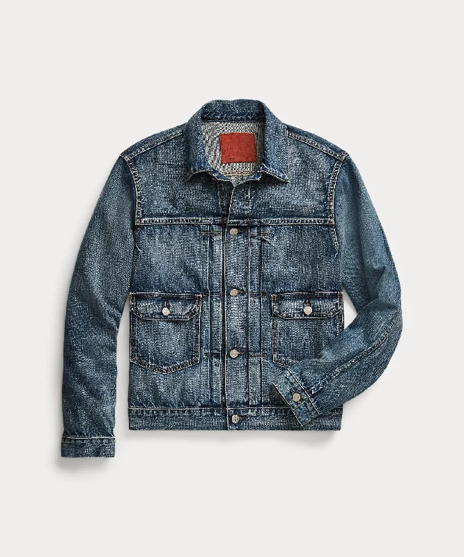 Weekend Savings Extravaganza RRL TYPE 2-UNLINED-TRUCKER JACKET SELVEDGE DENIM