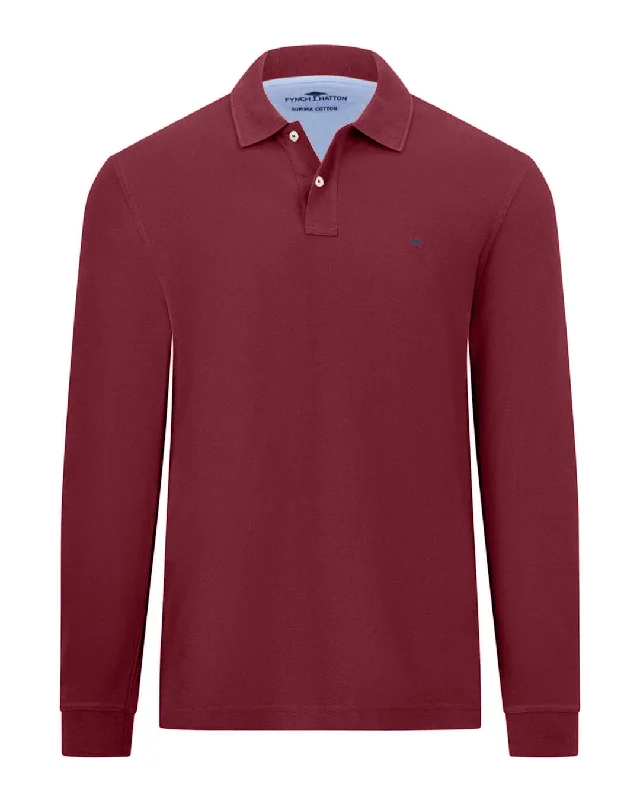 Fynch-Hatton Long Sleeved Supima Burgundy Polo Shirt