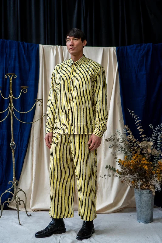 Weekend Price Cuts Galore Long Sleeve Shirt - Yellow and Black Stripe Print