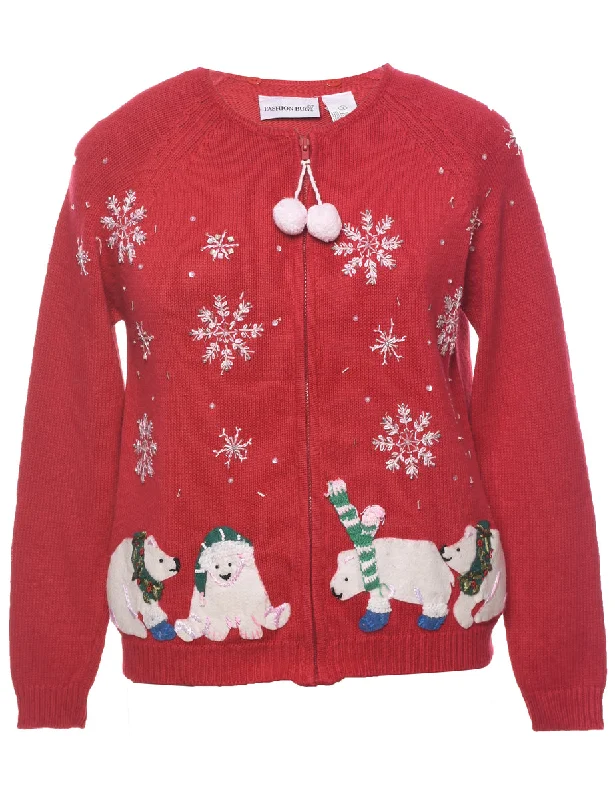 Limited Offer Polar Bear Design Christmas Cardigan - S