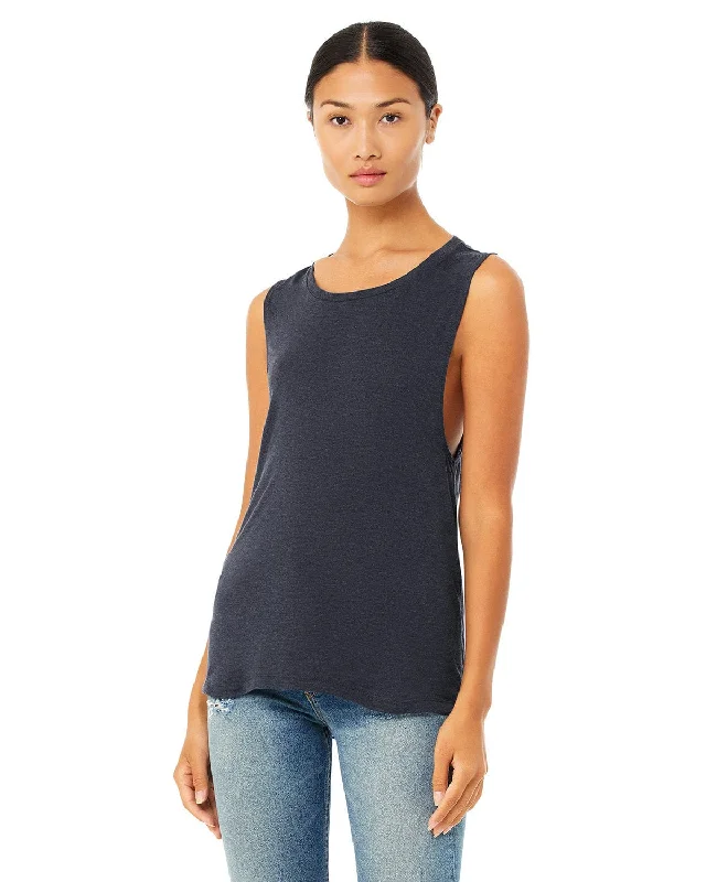 Bella+Canvas Ladies Flowy Scoop Muscle Tank | Heather Navy