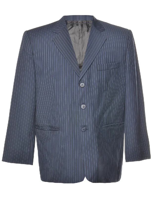 Weekend Specials You Can't Miss Pinstriped Navy Classic Blazer - L