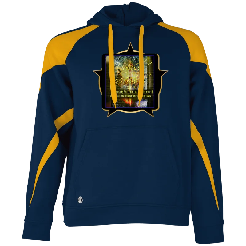 Best Choice Like Father, Like Son 01 Men's Designer Athletic Colorblock Fleece Raglan Pullover Hoodie (Navy+Light Gold)