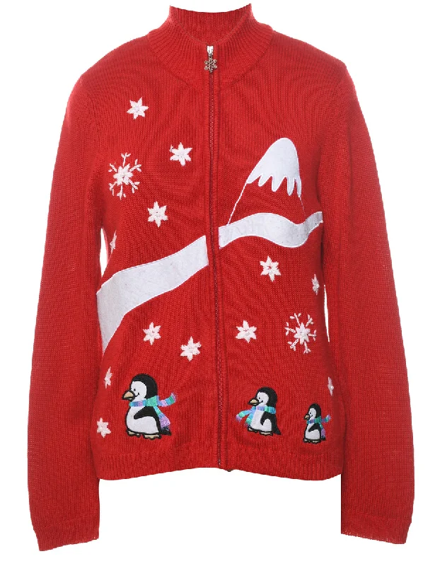 Value Deals Red Christmas Cardigan - L