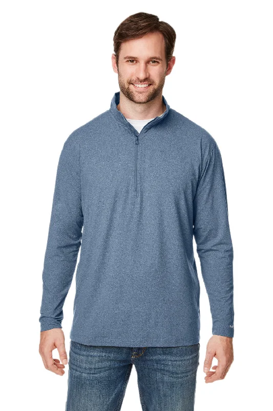 Shop and Save Nautica Mens Saltwater UPF 40+ 1/4 Zip Sweatshirt - Faded Navy Blue