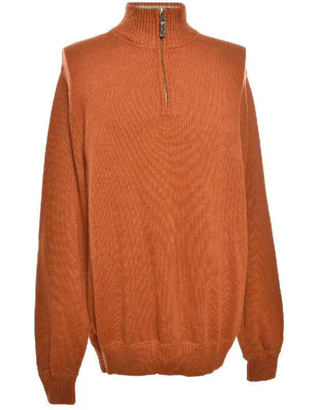 Fantastic Savings Quarter-Zip Burnt Orange Jumper  - L
