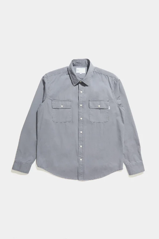 Act Fast Herringbone Twill Classic Workshirt - Slate Grey